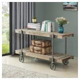 FirsTime & Co. Oxford Farmhouse Factory Cart Console Table, American Crafted, Weathered Brown, 50 x 21.5 x 30 in, (70186)