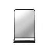 Rectangular Bathroom Pharmacy Metal Wall Mirror With Shelf Jet Black - Exact Size