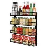 Wall35 Positano 4 Tier Spice Rack Kitchen Organization and Storage Wall Mount Spice Organizer Wire Rack Metal Black