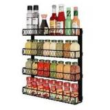Wall35 Positano 4 Tier Spice Rack Kitchen Organization and Storage Wall Mount Spice Organizer Wire Rack Metal Black