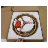 Modern Vintage Farmhouse 3-Light Gold Stripes Wood Chandelier Ceiling Pendant for Living, Dining Room - D20" x H8"- Retail:$277.49