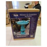 Alpine 24-Inch Ceramic Antique Pedestal Birdbath and Bird Figurines, Turquoise- Retail:$106.97
