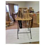 37.4" Rattan Counter Stool with Black Metal Frame for Indoor & Outdoor - Retail:$313.99