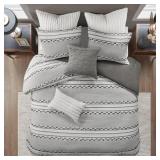 King/California King Lennon Organic Cotton Jacquard Comforter Set Charcoal Gray
