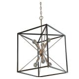 Sadler 6-light Industrial Square Frame Sputnik Pendant - Silver and Black- Retail:$221.26