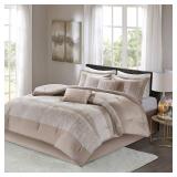 Madison Park Elicia Taupe 7 Piece Chenille Jacquard Comforter Set- Retail:$139.99