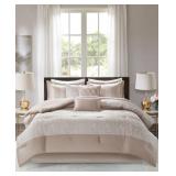 Madison Park Elicia Taupe 7 Piece Chenille Jacquard Comforter Set- Retail:$139.99