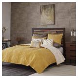 INK+IVY Kandula Yellow Cotton Reversible 3-piece Coverlet Set- Retail:$122.09