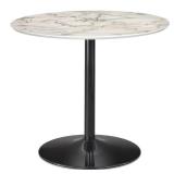 Contemporary Hillboro Round Metal Pedastal Base Dining Table White/Black - Buylateral