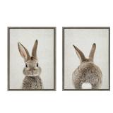 Kate and Laurel Sylvie Bunny Framed Canvas By Amy Peterson - Natural- Retail:$91.99