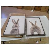 Kate and Laurel Sylvie Bunny Framed Canvas By Amy Peterson - Natural- Retail:$91.99