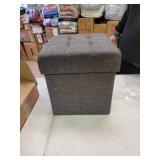 Foldable Tufted Linen Storage Ottoman