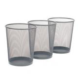 Seville Classics 6 Gal. Silver Round Mesh Trash Can Recycling Bin (3-Pack)