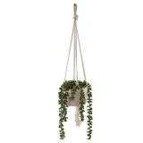 Artificial Plant STRING OF PEARLS MACRAME HANGING CERAMIC DONKEY TAILS - ONE-SIZE