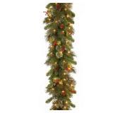 Wintry Faux Pine Pre-lit 9-foot Garland with Cones and Red Berries
