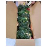 Wintry Faux Pine Pre-lit 9-foot Garland with Cones and Red Berries