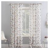 2-No. 918 Sarita Floral Print Sheer Rod Pocket Curtain Panel