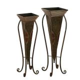 DecMode 30", 28" Brown Metal Rustic Planter, 2 - Pieces