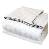 LCM Home Fashions Silk-Filled Damask Stripe Cotton Blanket