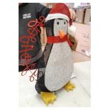 BLACK, RED- Pre-Lit 29-inch Tinsel Penguin
