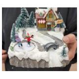 HOMCOM Christmas Village Rotating Skating Pond Animated Winter Wonderland Set with Multicolored LED Light, Music
