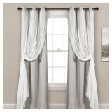 Solid and Sheer Layered 38" x 84" Blackout Curtain Set