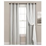 Solid and Sheer Layered 38" x 84" Blackout Curtain Set
