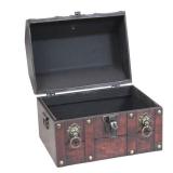 Vintiquewise Antique Wooden Pirate Chest with Lion Rings and Lockable Latch