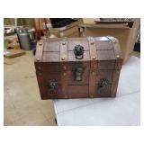 Vintiquewise Antique Wooden Pirate Chest with Lion Rings and Lockable Latch