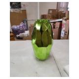 Privilege 84114 6.5 x 6.5 x 12 in. Ceramic Vase, Metallic Green - Small