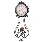Wrought Iron Metal Wall Clock with Suspended Pendulum