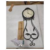 Wrought Iron Metal Wall Clock with Suspended Pendulum