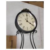 Wrought Iron Metal Wall Clock with Suspended Pendulum