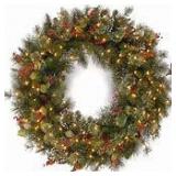48-inch Wintry Pine Wreath with Clear Lights - 48 inches diameter x 7 inches deep- Retail:$163.99