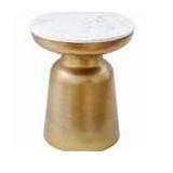 Poly and Bark Signy Drum Stool with Marble Top in Antique Brass - Retail:$103.99