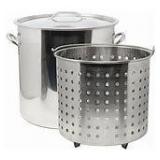 53Qt Stainless Steel Stock Pot with Steamer Basket- Retail:$109.99