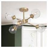 Modern 6-light Gold Grass Sputnik Semi Flush Mount Ceiling Lights - D25"x H13"- Retail:$229.99