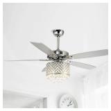 52-inch Chrome 5-Blades Crystal Ceiling Fan with Light Kit