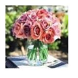 Enova Home Artificial Open Rose Flower Arrangements with Glass Vase