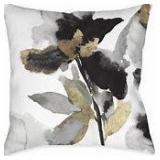 Black and Gold Petals Indoor Pillow 12x12