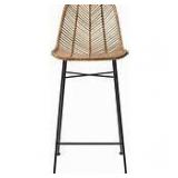 37.4" Rattan Counter Stool with Black Metal Frame for Indoor & Outdoor - Retail:$313.99