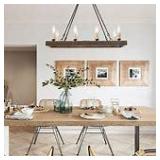 Rustic 8-light Linear Chandelier Farmhouse Candle Islands Lights for Dining Room - L29"x W11"x H 26.5"- Retail:$235.49
