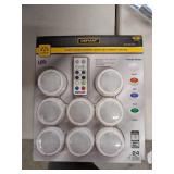 8 LED Puck Lights 30 Lumen with Remote Control RGB Multi Color Or White Light,Remote Control Portable Dimmable