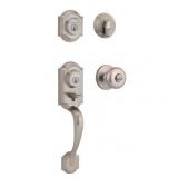 Kwikset 95530-018 Satin Nickel Montara Two-Point Locking Single Cylinder Handleset With Juno Knob