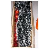 black and white Christmas tree with ornaments