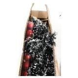 black and white Christmas tree with ornaments