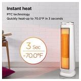 PELONIS PHTPU1501 Ceramic Tower 1500W Indoor Space Heater with Oscillation, Remote Control, Programmable Thermostat & 8H Timer, ECO Mode, Tip-Over Switch & Overheating Protection, White