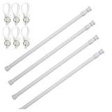 BEMOVS 4 Pack Tension Rods 28 to 48 Inches, Retractable Spring Curtain Loaded Rods,Adjustable Extension Windows Rods Closet Pole-White