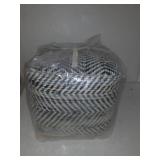 Signature Design by Ashley Chevron Handmade Woven Pouf 20 x 20, Blue and White