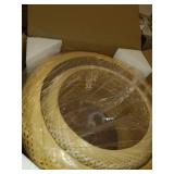 DANGGEOI Woven Rattan Pendant Light, Curved Rattan Bamboo Chandelier, 1 Light Beige Ceiling Hanging Light for Kitchen Island Living Room Bedroom Restaurant (19.7"W x 19.7"H)